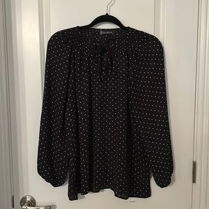 Anna Morgan black and white Swiss polka dot smock blouse